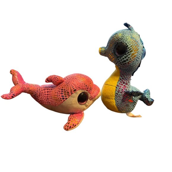 Ty Beanie Boos Ocean Boos Sparkles & Neptune Plush Toys Sparkle Eyes Lot of 2 - Picture 4 of 8